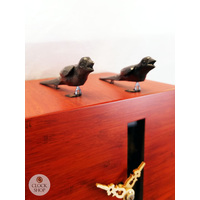 Red Cube 8 Day Mechanical Modern Cuckoo Clock With Moving Birds 19cm By ROMBA image