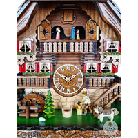 Wood Chopper Battery Chalet Cuckoo Clock With Dancers & Water Wheel 42cm By ENGSTLER image