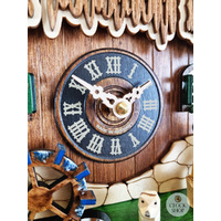 Wood Chopper & Water Wheel Battery Chalet Cuckoo Clock 35cm By ENGSTLER image