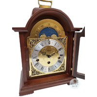 30cm Walnut Mechanical Table Clock With Westminster Chime & Moon Dial By HERMLE image