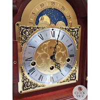 30cm Mahogany Mechanical Table Clock With Westminster Chime & Moon Dial By HERMLE image
