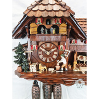Farming Scene With Wood Chopper 8 Day Mechanical Chalet Cuckoo Clock 39cm By SCHWER image
