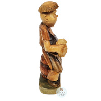 Hand Carved Monk On Beer Barrel image