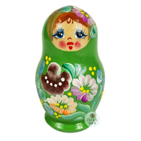 Floral Russian Dolls- Green 10cm (Set Of 5) image