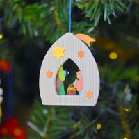 8cm Nativity Scene Hanging Decoration With Jesus Mary & Joseph By Graupner image