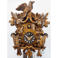 5 Leaf & Bird With Squirrels 1 Day Mechanical Carved Cuckoo Clock 22cm By ENGSTLER image