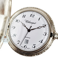 48mm Rhodium Unisex Pocket Watch With Trotter Horse By CLASSIQUE (Arabic) image