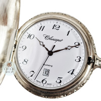 48mm Rhodium Mens Pocket Watch With Trotter Horse By CLASSIQUE (Arabic) image