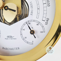 16.5cm Polished Brass Barometer With Thermometer & Hygrometer By FISCHER image