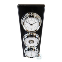 51cm Black Weather Station With Barometer Thermometer Hygrometer & Quartz Clock By FISCHER image