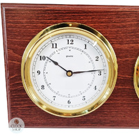 38cm Mahogany Weather Station With Quartz Clock & Barometer By FISCHER image