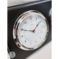 38cm Black Weather Station With Quartz Clock & Barometer By FISCHER image