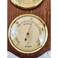 33cm Walnut Weather Station With Barometer Thermometer & Hygrometer By FISCHER image