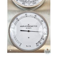 43cm Silver Outdoor Weather Station With Thermometer, Barometer & Hygrometer By FISCHER image