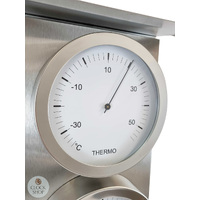 54cm Silver Outdoor Weather Station With Thermometer Barometer & Hygrometer By FISCHER image