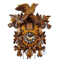 5 Leaf & Bird Battery Carved Cuckoo Clock 22cm By ENGSTLER image