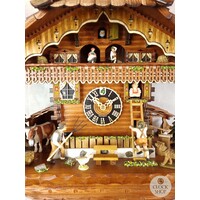 Sweethearts & Farmer 8 Day Mechanical Chalet Cuckoo Clock With Dancers 44cm By HÖNES image