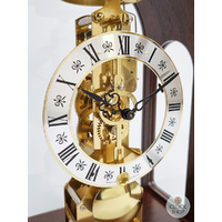 30cm Walnut & Burlwood Mechanical Skeleton Table Clock With Bell Strike By HERMLE image