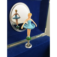 Blue Ballerina Musical Jewellery Box With White Flowers (Tchaikovsky-Swan Lake) image