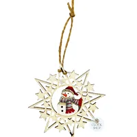 9cm Wooden Christmas Star Hanging Decoration- Assorted Designs image