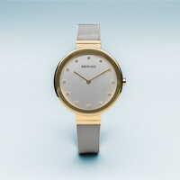 34mm Classic Collection Womens Watch With Silver Swarovski Dial & Gold Case By BERING image