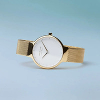 31mm Max Rene Collection Womens Watch With White Dial, Gold Milanese Strap & Gold Case By BERING image