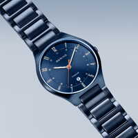 40mm Titanium Collection Mens Watch With Blue Dial & Titanium Strap By BERING image