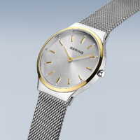 Gift Set- 31mm Classic Collection Gold & Silver Womens Watch With Silver Dial & Bracelet By BERING image