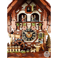 Wood Chopper & Water Wheel 1 Day Mechanical Chalet Cuckoo Clock With Dancers 43cm By HÖNES image