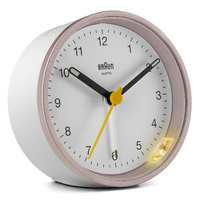 7.5cm Pink & White Analogue Alarm Clock By BRAUN image
