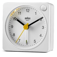 6cm White Analogue Travel Alarm Clock By BRAUN image