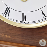 21cm Walnut Mechanical Tambour Mantel Clock With Westminster Chime & Elaborate Floral Inlay By AMS image