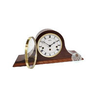 21cm Walnut Mechanical Tambour Mantel Clock With Westminster Chime By AMS  image