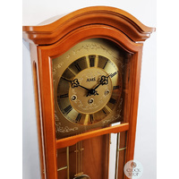 66cm Cherry 8 Day Mechanical Chiming Wall Clock With Brass Accents By AMS image