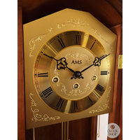 66cm Walnut 8 Day Mechanical Chiming Wall Clock With Brass Accents By AMS image