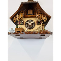 Dog & Deer with Bench Battery Chalet Table Cuckoo Clock 22cm By ENGSTLER image