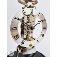 30cm Black Mechanical Skeleton Table Clock With Glass Dome & Bell Strike By HERMLE image