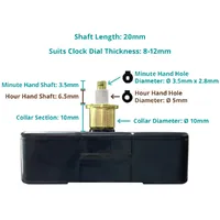German High Torque Euroshaft Step Clock Movement By UTS (20mm Shaft) image