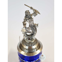Lord Of Crystal Blue Glass Beer Stein With Poseidon On Lid 0.5L By KING image