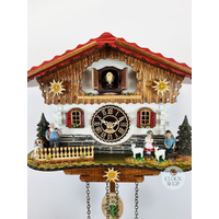 Heidi House Battery Chalet Cuckoo Clock With Edelweiss Flowers 21cm By TRENKLE image