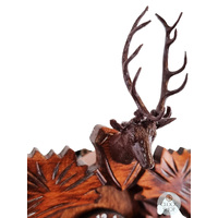 5 Leaf & Deer Battery Carved Clock 14cm By TRENKLE image