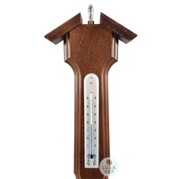 55cm Walnut & Silver Traditional Weather Station With Barometer Thermometer & Hygrometer By FISCHER image