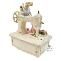 Porcelain Sewing Machine Music Box With Mice (Rodgers- My Favourite Things) image