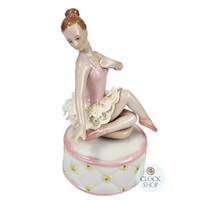 Sitting Ballerina Figurine Porcelain Music Box (Tchaikovsky- Swan Lake) image