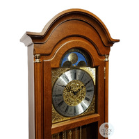195cm Walnut Grandfather Clock With Westminster Chime & Brass Accents By HERMLE image