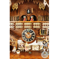 Toy Peddler & Wood Carver 8 Day Mechanical Chalet Cuckoo Clock With Dancers 50cm By HÖNES image