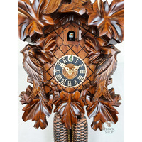 5 Leaf & Bird 8 Day Mechanical Carved Cuckoo Clock With Side Birds 40cm By HÖNES image