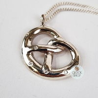 Sterling Silver Pretzel Pendant With Swarovski Zirconia By Daniel Frey image
