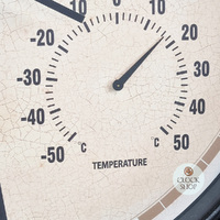 46cm Indoor / Outdoor Tiled Round Silent Wall Clock With Weather Dials By AMS image