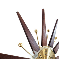 49cm Wolcott Brass & Walnut Starburst Wall Clock By ACCTIM image